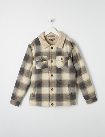 No Issue Jacket Check Lined Shacket, Taupe product photo
