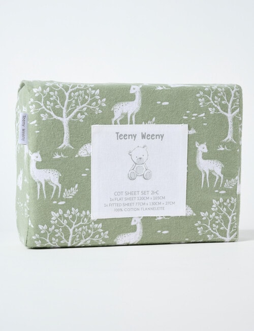 Teeny Weeny Flannelette Cot Fitted & Flat Sheet Set, Fawn product photo View 02 L