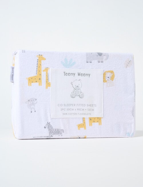 Teeny Weeny Flannelette Co Sleeper Fitted Sheets, 2-Pack, Jungle product photo View 02 L