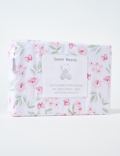 Teeny Weeny Flannelette Co Sleeper Fitted Sheets, 2-Pack, Floral product photo View 02 L