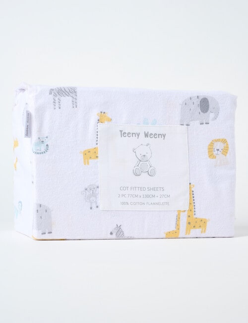 Teeny Weeny Flannelette Cot Fitted Sheet, 2-Pack, Jungle product photo View 02 L