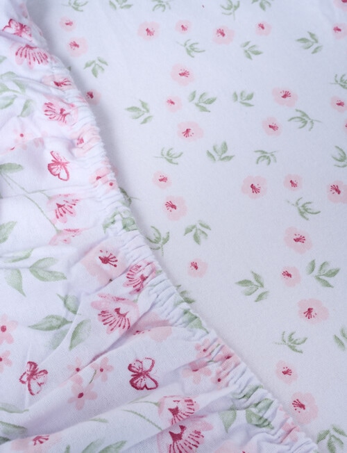 Teeny Weeny Flannelette Cot Fitted Sheet, 2-Pack, Floral product photo View 03 L