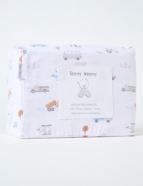 Teeny Weeny Flannelette Cot Fitted Sheet, 2-Pack, Travel product photo View 02 L