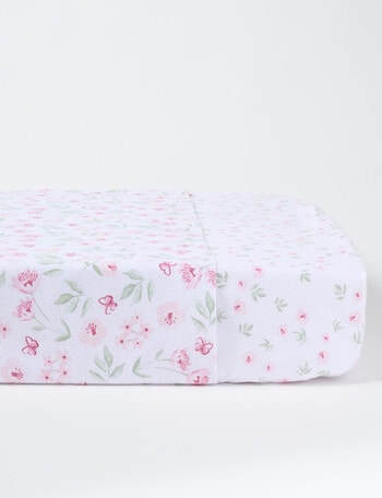 Teeny Weeny Flannelette Cot Fitted & Flat Sheet Set, Floral product photo