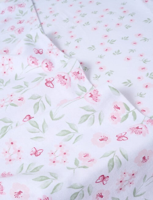 Teeny Weeny Flannelette Cot Fitted & Flat Sheet Set, Floral product photo View 03 L