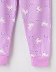 Sleep Mode Rainbow Trail Unicorn Knit Long Pyjama Set, Blush product photo View 03 S