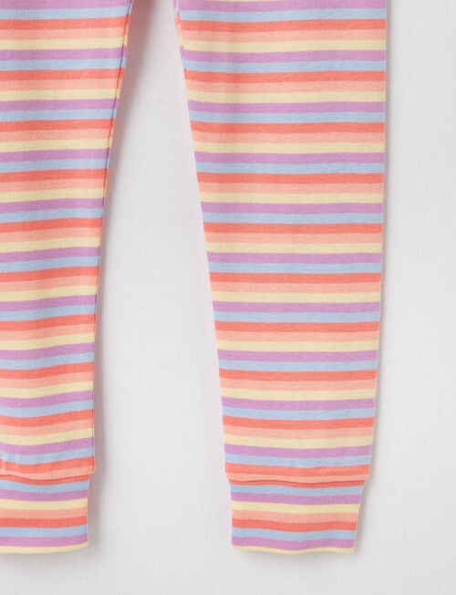 Sleep Mode Rainbow Llama Pyjama Rib Knit Long Pyjama Set, Sky product photo View 03 L
