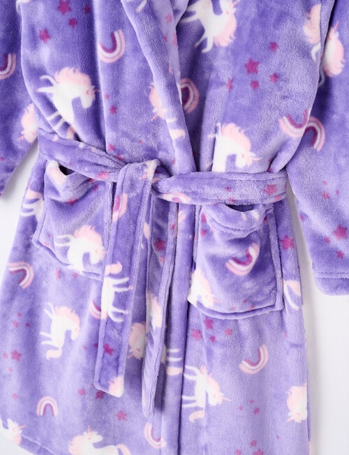 Sleep Mode Unicorn Pom Pom Robe, Purple, 2-8 product photo View 03 L
