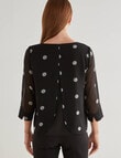 Oliver Black Spot 3/4 Sleeve Double Layer Top, Black & White product photo View 02 S