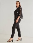 Oliver Black Spot 3/4 Sleeve Double Layer Top, Black & White product photo View 03 S