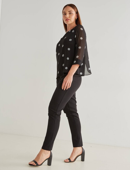 Oliver Black Spot 3/4 Sleeve Double Layer Top, Black & White product photo View 03 L