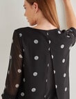 Oliver Black Spot 3/4 Sleeve Double Layer Top, Black & White product photo View 04 S