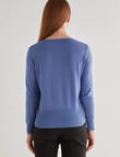 Oliver Black Long Sleeve Crew Neck Cardigan, Mid Blue product photo View 02 S