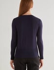 Oliver Black Long Sleeve Crew Neck Cardigan, Midnight product photo View 02 S