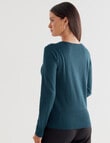 Oliver Black Long Sleeve Crew Neck Cardigan, Deep Green product photo View 02 S
