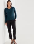 Oliver Black Long Sleeve Crew Neck Cardigan, Deep Green product photo View 03 S