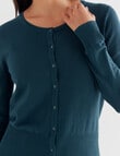 Oliver Black Long Sleeve Crew Neck Cardigan, Deep Green product photo View 04 S