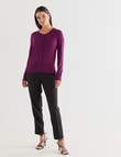 Oliver Black Long Sleeve Crew Neck Cardigan, Amethyst product photo View 03 S