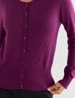 Oliver Black Long Sleeve Crew Neck Cardigan, Amethyst product photo View 04 S