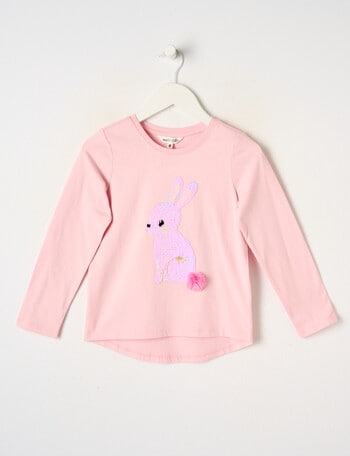 Mac & Ellie Bunny Long Sleeve Flip Sequin Tee, Dusty Pink product photo