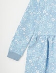 Mac & Ellie Floral Long Sleeve Fleece Dress, Bluebell product photo View 02 S