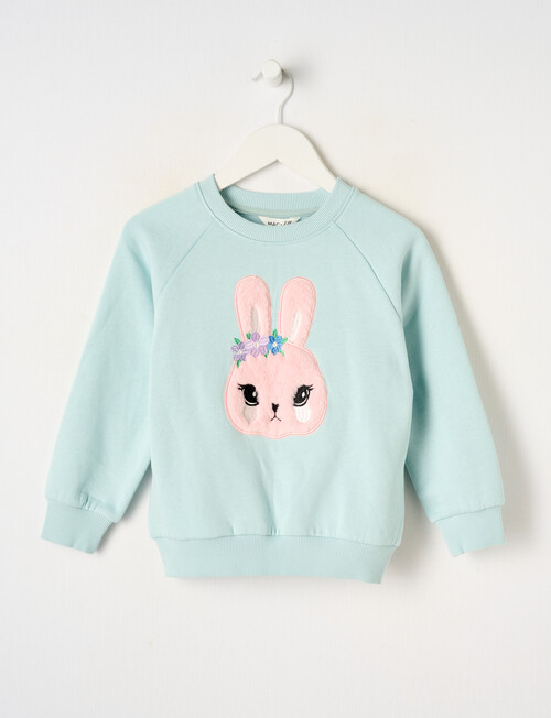 Mac & Ellie Applique Bunny Sweatshirt, Seafoam product photo