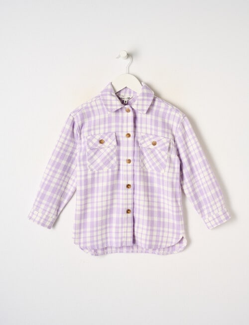 Mac & Ellie Long Sleeve Check Overshirt, Wisteria product photo