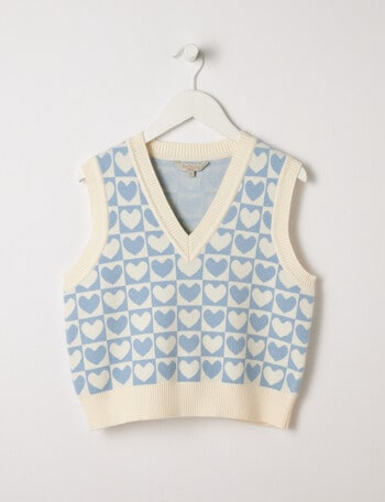 Switch Hearts Knit Vest, Light Blue product photo