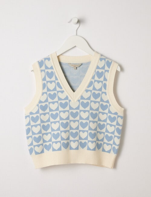 Switch Hearts Knit Vest, Light Blue product photo