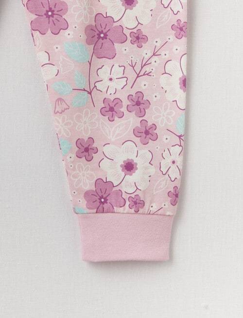Sleep Mode Let Love Bloom Knit Long Pyjama Set, Pink product photo View 03 L