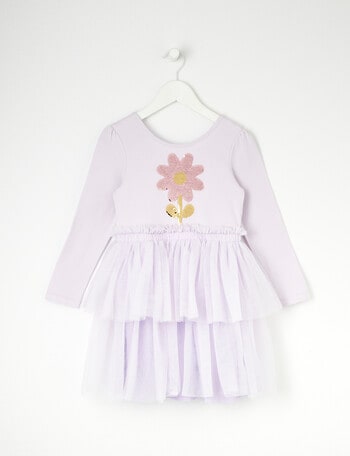 Mac & Ellie Long Sleeve Daisy Tulle Dress, Lavender product photo