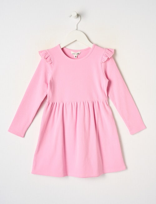 Mac & Ellie Long Sleeve Rib Dress, Flamingo Pink product photo