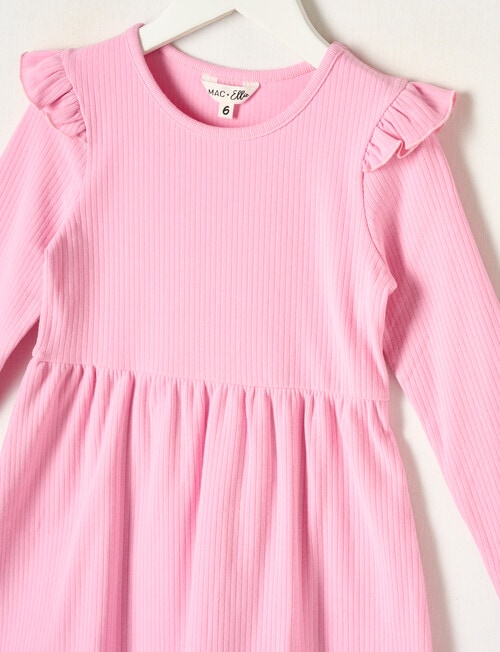 Mac & Ellie Long Sleeve Rib Dress, Flamingo Pink product photo View 02 L