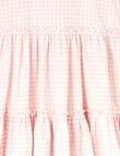 Mac & Ellie Long Sleeve Tiered Gingham Dress, Dusty Pink product photo View 02 S
