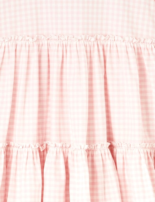 Mac & Ellie Long Sleeve Tiered Gingham Dress, Dusty Pink product photo View 02 L