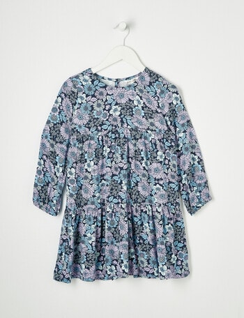 Mac & Ellie Floral Tiered Long Sleeve Dress, Navy product photo