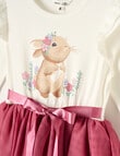 Mac & Ellie Tutu Bunny Long Sleeve Dress, Vanilla & Cerise product photo View 02 S