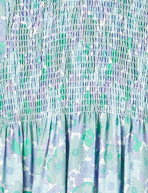Mac & Ellie Floral Shirred Long Sleeve Dress, Seafoam product photo View 02 L