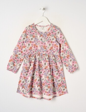 Mac & Ellie Floral Bunny Long Sleeve Knit Dress, Chalk Pink product photo