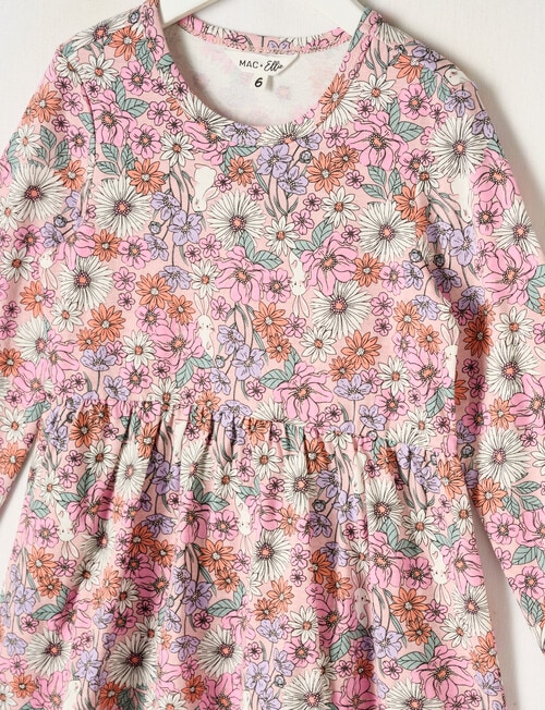 Mac & Ellie Floral Bunny Long Sleeve Knit Dress, Chalk Pink product photo View 02 L