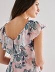 Harlow Floral Short Sleeve Ruffle Dress, Mauve product photo View 04 S