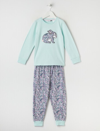 Sleep Mode Tail Bunny Knit Long Pyjama Set, Green product photo
