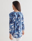 Ella J Viscose Pleat Detail Shirt, Blue product photo View 02 S