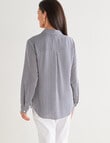 Ella J Stripe Viscose Classic Shirt, Navy product photo View 02 S