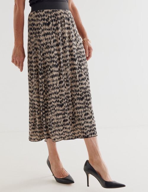 Ella J Printed Crinkle Skirt, Beige product photo View 03 L