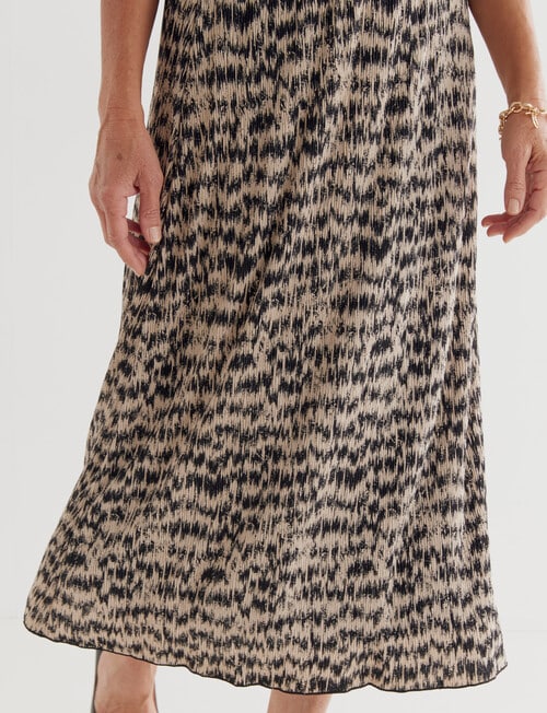 Ella J Printed Crinkle Skirt, Beige product photo View 04 L