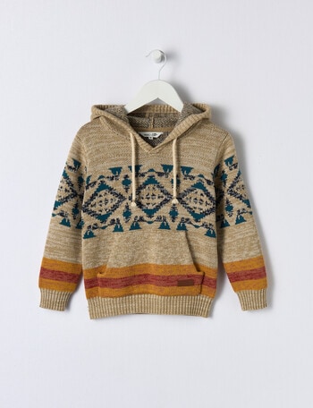 Mac & Ellie Aztec Hooded Jumper, Taupe product photo