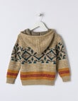 Mac & Ellie Aztec Hooded Jumper, Taupe product photo View 02 S