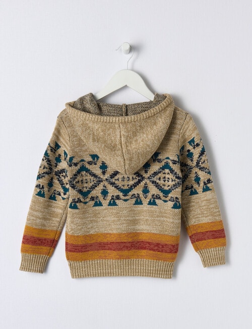 Mac & Ellie Aztec Hooded Jumper, Taupe product photo View 02 L
