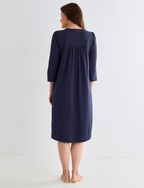 Ruby & Bloom V-neck Cotton Nightie, Navy Spot, 10-26 product photo View 02 L